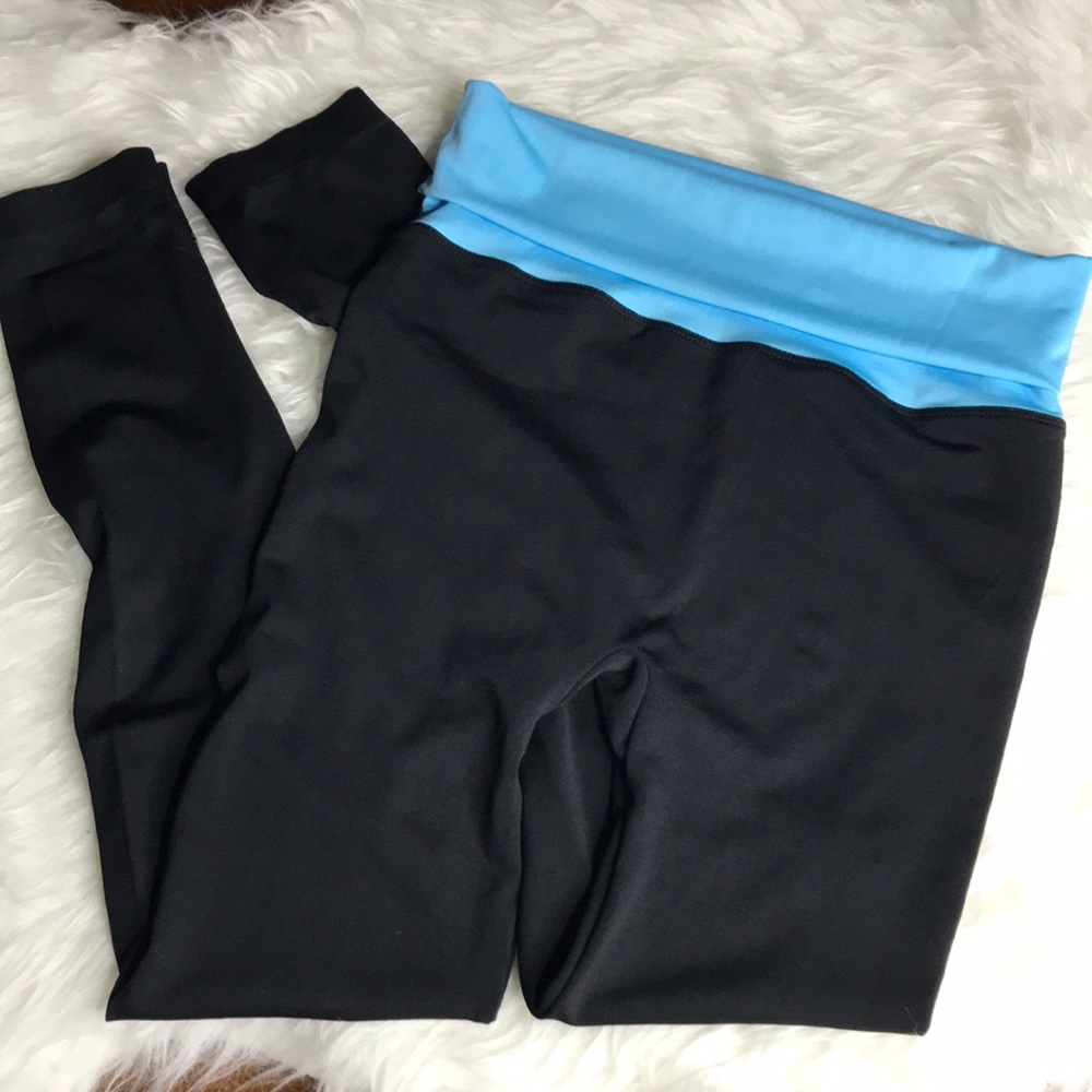 JC Coco Limon Blue Black Folder-over Leggings S/M